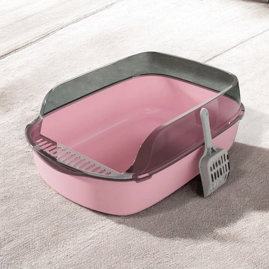 Bac à Litière Chat – Grande Capacité, Rebords Anti-Projection