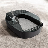 Bac à Litière Chat – Grande Capacité, Rebords Anti-Projection